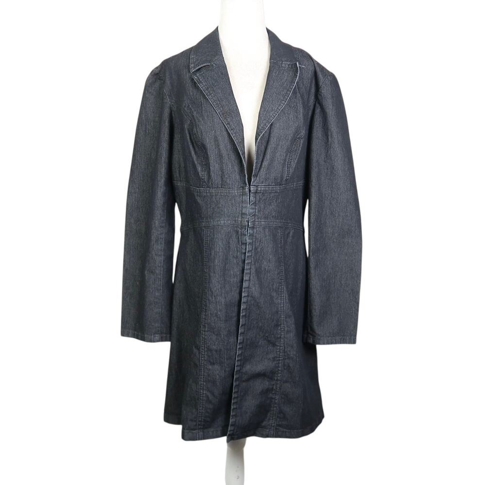 Vintage Y2K Bisou Bisou Dark Wash Blue Denim Mid Length Jacket L